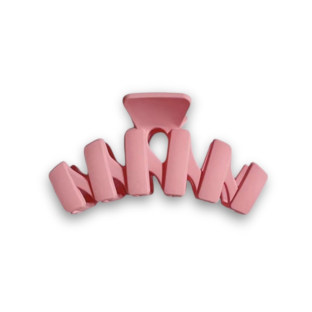 Matte Hair Claw Pink Spring Loaded With Large Teeth 4.25 Inches Long